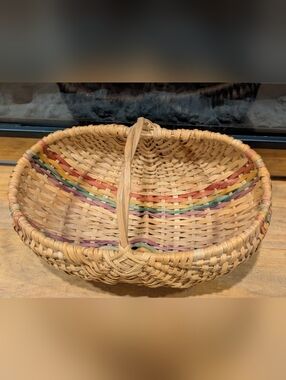 Rainbow Hand Woven Buttocks Egg Basket 12" long